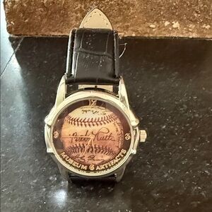 Baseball Themed Watch with Black Strap